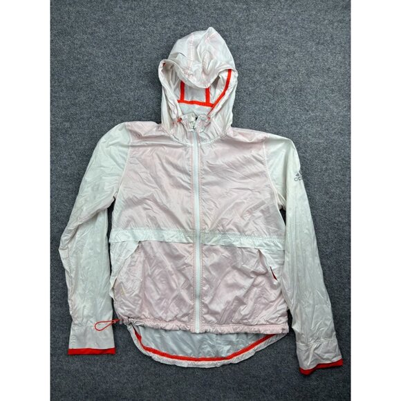 ADIDAS Clear Goals Jacket Women's M White Orange Training Snatch Windbreaker - Picture 1 of 8